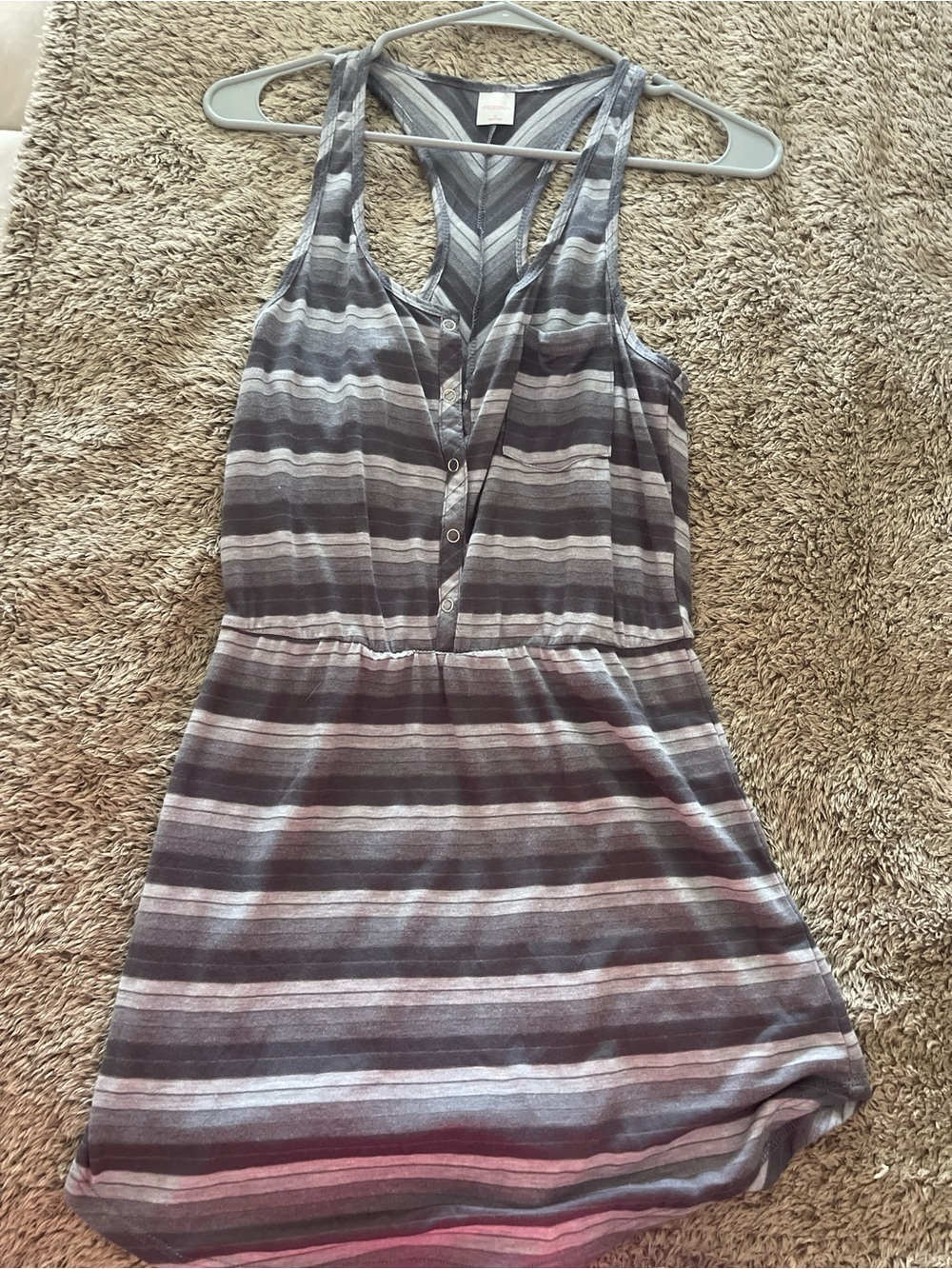 Striped Racerback Tank Dress Swim Coverup